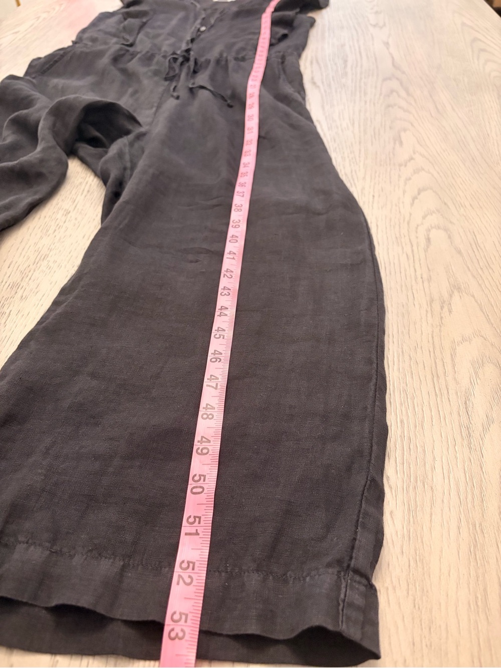 Velvet By Graham & Spencer Black Linen Ruffle Sleeve Jumpsuit Size Small - Picture 13 of 15